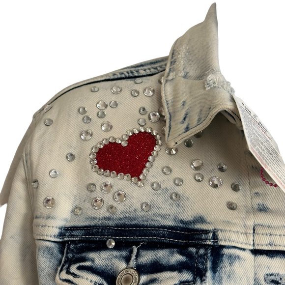 (H-223) Distressed Denim Jean Jacket Size S - Picture 3 of 16